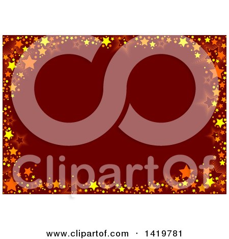 Clipart of a Christmas Background of a Starry Border over Red - Royalty Free Vector Illustration by dero