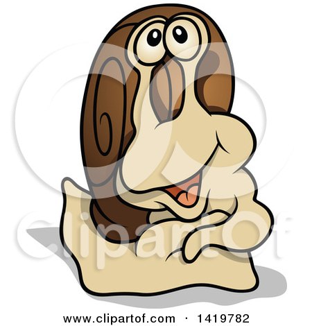 Clipart of a Cartoon Brown Snail - Royalty Free Vector Illustration by dero