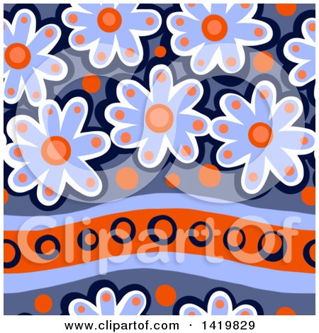 Clipart of a Seamless Pattern Background of 60s Styled Daisy Flowers - Royalty Free Illustration by Prawny