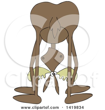 Clipart of a Cartoon Moose Bending Upside down and Looking Between His Legs - Royalty Free Vector Illustration by djart