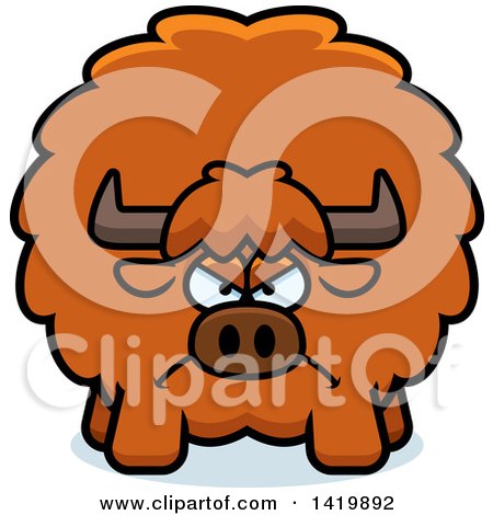 Clipart of a Cartoon Mad Chubby Yak - Royalty Free Vector Illustration by Cory Thoman