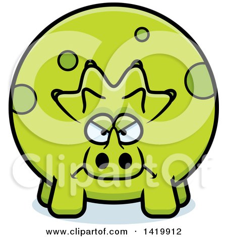 Clipart of a Cartoon Mad Chubby Triceratops Dinosaur - Royalty Free Vector Illustration by Cory Thoman