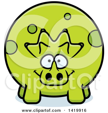 Clipart of a Cartoon Chubby Triceratops Dinosaur - Royalty Free Vector Illustration by Cory Thoman