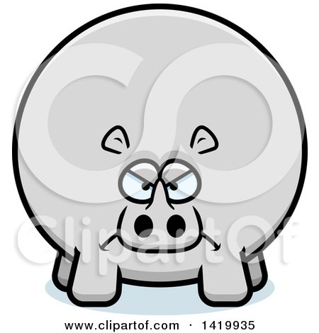 Clipart of a Cartoon Mad Chubby Rhino - Royalty Free Vector Illustration by Cory Thoman