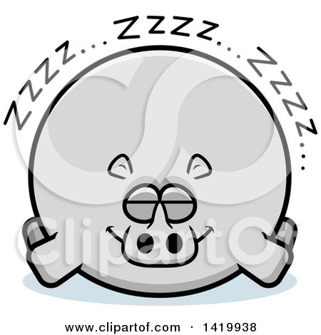 Clipart of a Cartoon Chubby Rhino Sleeping - Royalty Free Vector Illustration by Cory Thoman