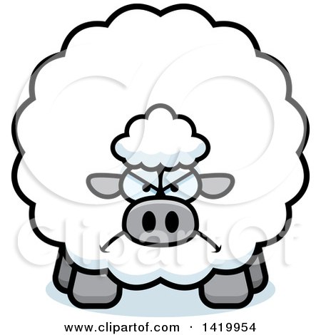 Clipart of a Cartoon Mad Chubby Sheep - Royalty Free Vector Illustration by Cory Thoman