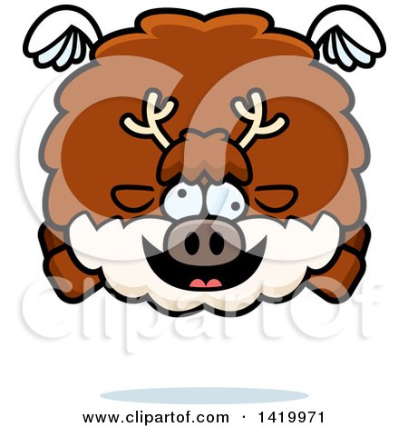 Clipart of a Cartoon Chubby Crazy Reindeer Flying - Royalty Free Vector Illustration by Cory Thoman