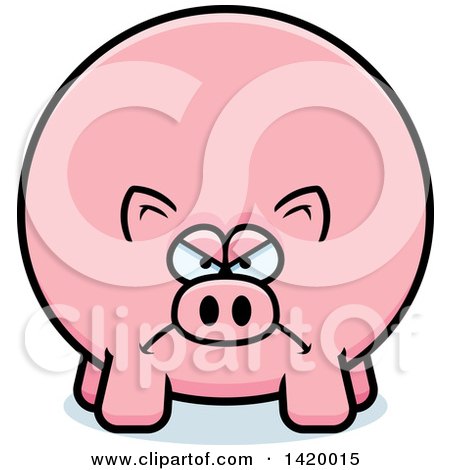 Clipart of a Cartoon Mad Chubby Pig - Royalty Free Vector Illustration by Cory Thoman
