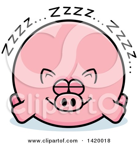 Clipart of a Cartoon Chubby Pig Sleeping - Royalty Free Vector Illustration by Cory Thoman
