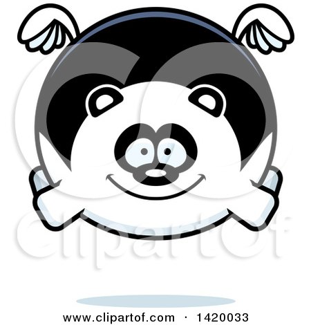Clipart of a Cartoon Chubby Panda Flying - Royalty Free Vector Illustration by Cory Thoman