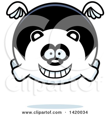 Clipart of a Cartoon Chubby Panda Flying - Royalty Free Vector Illustration by Cory Thoman