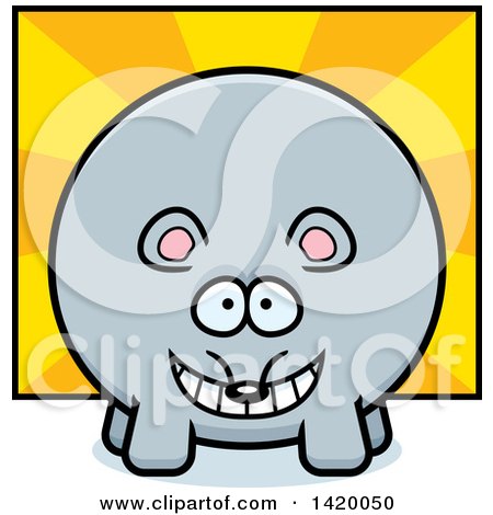 Clipart of a Cartoon Chubby Mouse over Rays - Royalty Free Vector Illustration by Cory Thoman