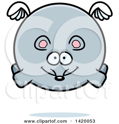 Clipart of a Cartoon Chubby Mouse Flying - Royalty Free Vector Illustration by Cory Thoman