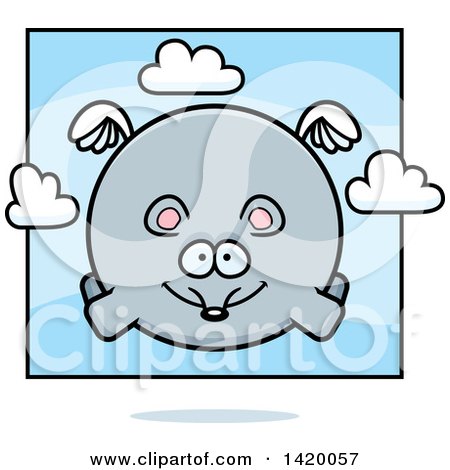 Clipart of a Cartoon Chubby Mouse Flying - Royalty Free Vector Illustration by Cory Thoman