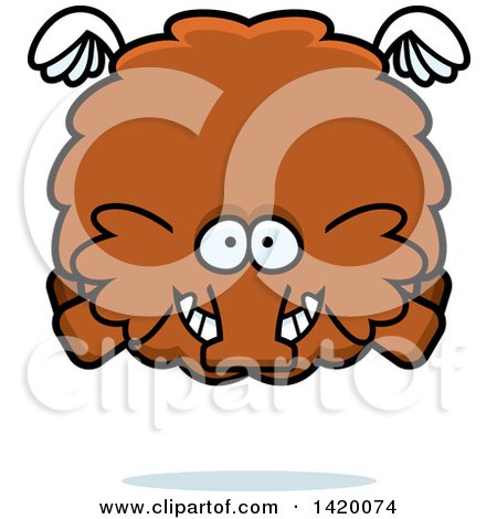 Clipart of a Cartoon Chubby Woolly Mammoth Flying - Royalty Free Vector Illustration by Cory Thoman