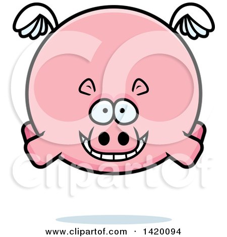 Clipart of a Cartoon Chubby Hippo Flying - Royalty Free Vector Illustration by Cory Thoman