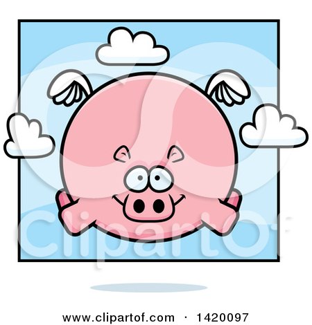 Clipart of a Cartoon Chubby Hippo Flying - Royalty Free Vector Illustration by Cory Thoman