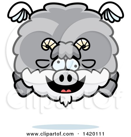 Clipart of a Cartoon Chubby Crazy Goat Flying - Royalty Free Vector Illustration by Cory Thoman