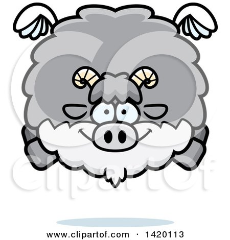 Clipart of a Cartoon Chubby Goat Flying - Royalty Free Vector Illustration by Cory Thoman