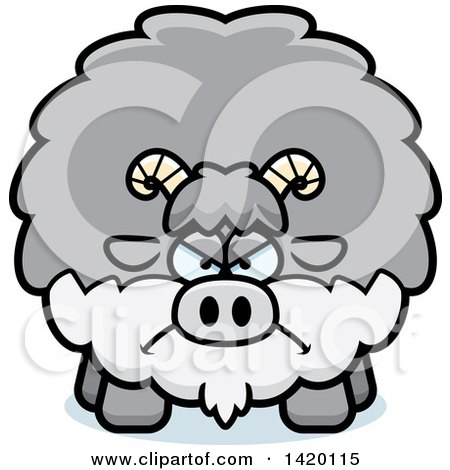 Clipart of a Cartoon Mad Chubby Goat - Royalty Free Vector Illustration by Cory Thoman