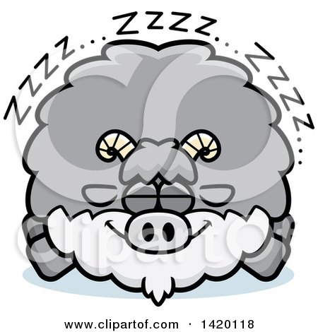 Clipart of a Cartoon Chubby Goat Sleeping - Royalty Free Vector Illustration by Cory Thoman
