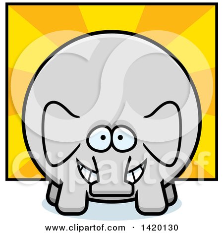 Clipart of a Cartoon Chubby Elephant over Rays - Royalty Free Vector Illustration by Cory Thoman