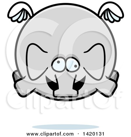 Clipart of a Cartoon Chubby Crazy Elephant Flying - Royalty Free Vector Illustration by Cory Thoman