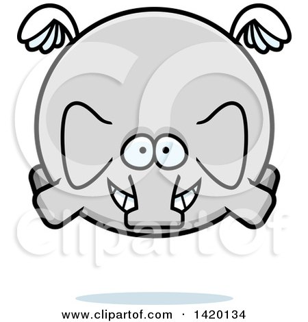 Clipart of a Cartoon Chubby Elephant Flying - Royalty Free Vector Illustration by Cory Thoman