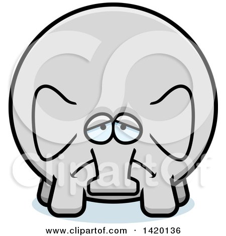 Clipart of a Cartoon Depressed Chubby Elephant - Royalty Free Vector Illustration by Cory Thoman