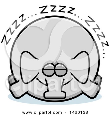 Clipart of a Cartoon Chubby Elephant Sleeping - Royalty Free Vector Illustration by Cory Thoman