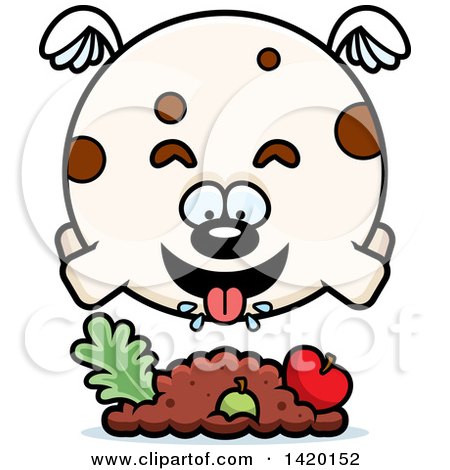 Clipart of a Cartoon Chubby Dog Flying and Eating - Royalty Free Vector Illustration by Cory Thoman