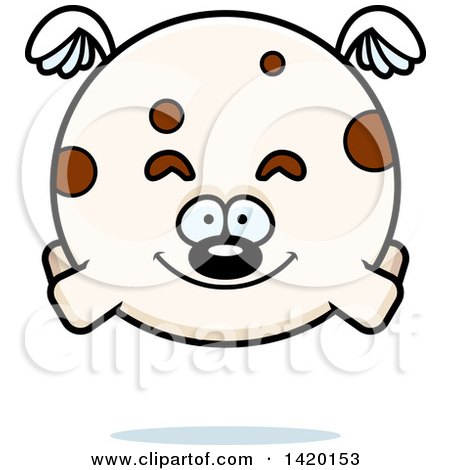 Clipart of a Cartoon Chubby Dog Flying - Royalty Free Vector Illustration by Cory Thoman