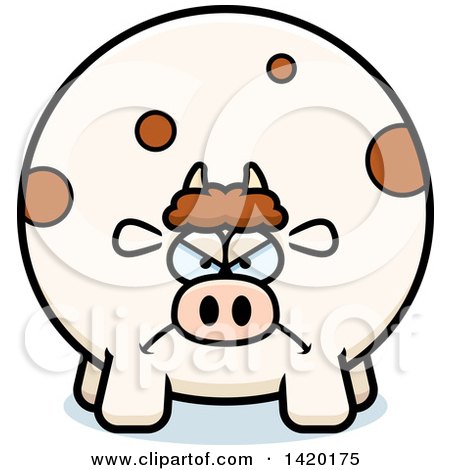 Clipart of a Cartoon Mad Chubby Cow - Royalty Free Vector Illustration by Cory Thoman