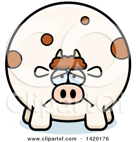 Clipart of a Cartoon Depressed Chubby Cow - Royalty Free Vector Illustration by Cory Thoman
