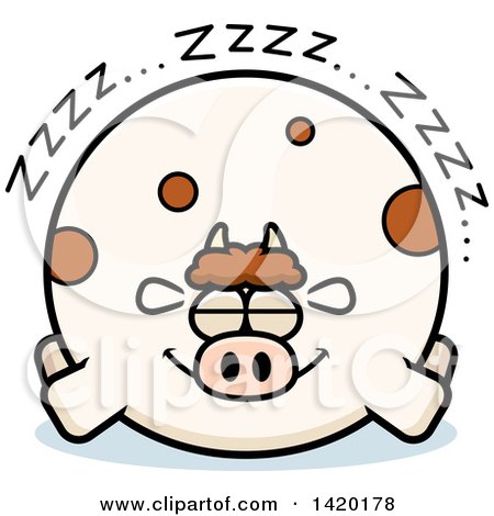 Clipart of a Cartoon Chubby Cow Sleeping - Royalty Free Vector Illustration by Cory Thoman