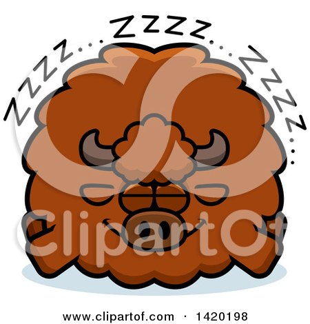 Clipart of a Cartoon Chubby Buffalo Sleeping - Royalty Free Vector Illustration by Cory Thoman