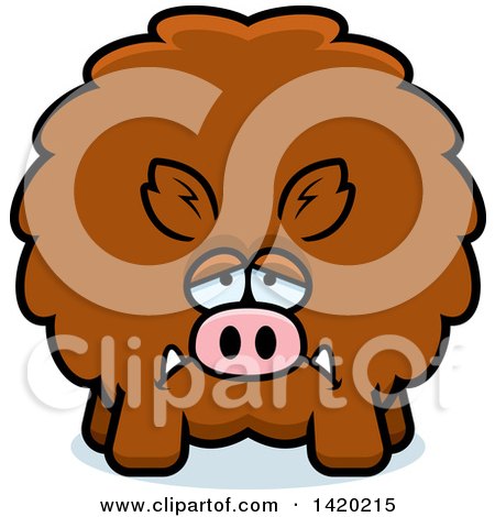 Clipart of a Cartoon Depressed Chubby Boar - Royalty Free Vector Illustration by Cory Thoman
