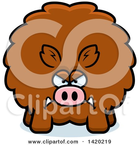 Clipart of a Cartoon Mad Chubby Boar - Royalty Free Vector Illustration by Cory Thoman