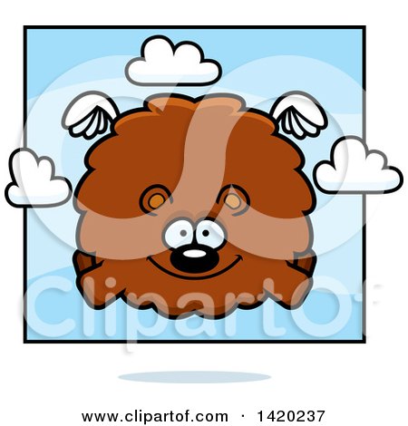 Clipart of a Cartoon Chubby Bear Flying - Royalty Free Vector Illustration by Cory Thoman