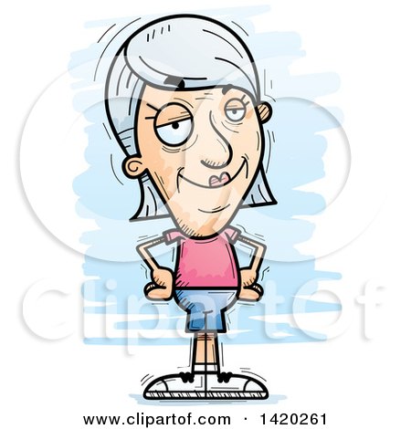 Clipart of a Cartoon Doodled Confident Senior White Woman - Royalty Free Vector Illustration by Cory Thoman
