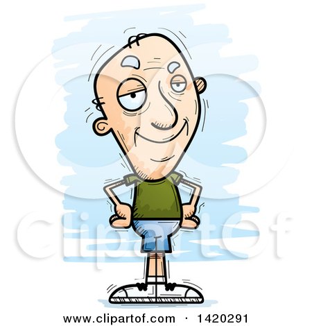 Clipart of a Cartoon Doodled Confident Senior White Man - Royalty Free Vector Illustration by Cory Thoman