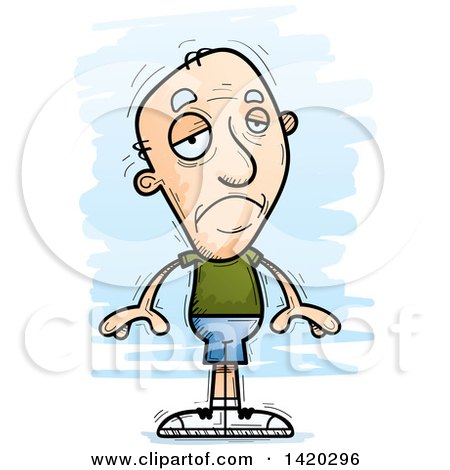 Clipart of a Cartoon Doodled Senior White Man Pouting - Royalty Free Vector Illustration by Cory Thoman