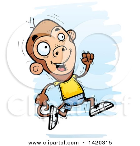 Clipart of a Cartoon Doodled Monkey Running - Royalty Free Vector Illustration by Cory Thoman