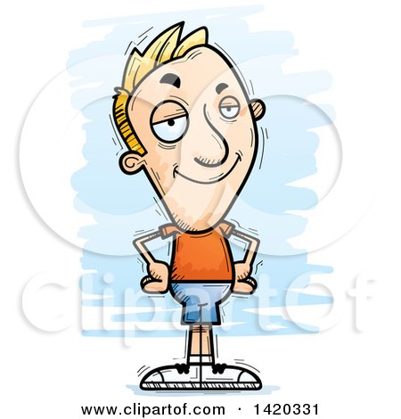 Clipart of a Cartoon Doodled Confident Blond White Man - Royalty Free Vector Illustration by Cory Thoman