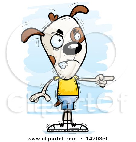 Clipart of a Cartoon Doodled Angry Dog Pointing - Royalty Free Vector Illustration by Cory Thoman