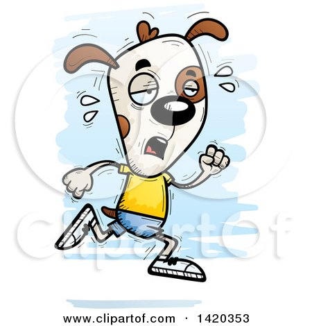 Clipart of a Cartoon Doodled Exhausted Dog Running - Royalty Free Vector Illustration by Cory Thoman