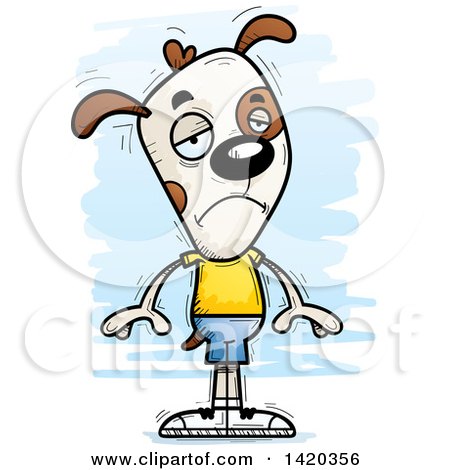 Clipart of a Cartoon Doodled Dog Pouting - Royalty Free Vector Illustration by Cory Thoman
