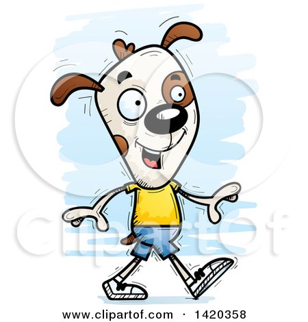 Clipart of a Cartoon Doodled Dog Walking - Royalty Free Vector Illustration by Cory Thoman