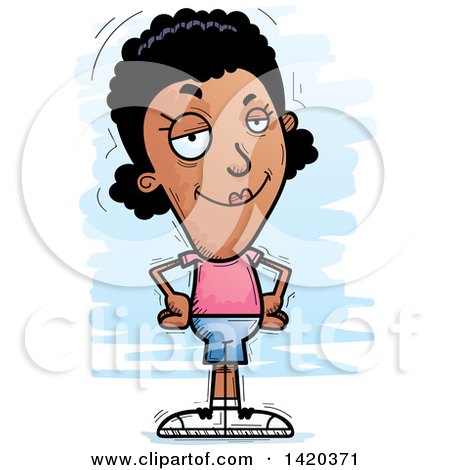 Clipart of a Cartoon Doodled Confident Black Woman - Royalty Free Vector Illustration by Cory Thoman