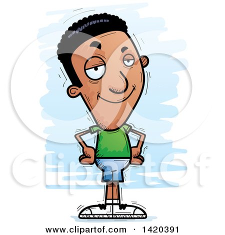 Clipart of a Cartoon Doodled Confident Black Man - Royalty Free Vector Illustration by Cory Thoman